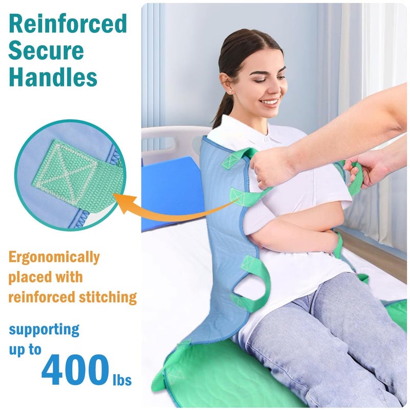 iCOVER 34""x52"" Positioning Bed Pad with Reinforced Handles, Waterproof & Reusable Multipurpose Transfer Sheet for Turning, Lifting and Repositioning, Patients/Elderly Moving Pad for Home & Hospital - Image 3